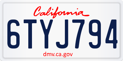 CA license plate 6TYJ794