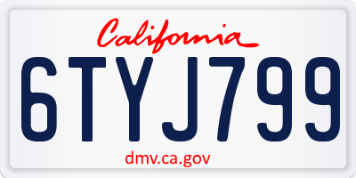 CA license plate 6TYJ799