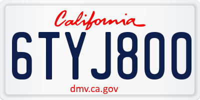 CA license plate 6TYJ800