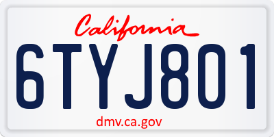 CA license plate 6TYJ801
