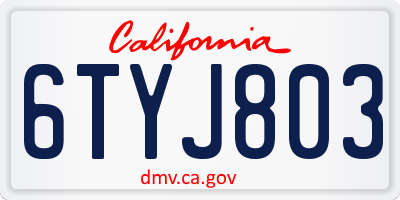 CA license plate 6TYJ803