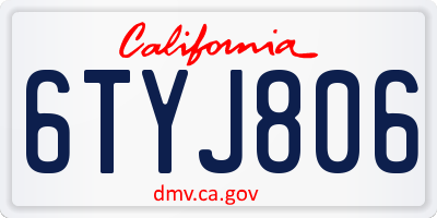 CA license plate 6TYJ806