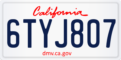 CA license plate 6TYJ807