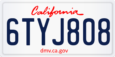 CA license plate 6TYJ808