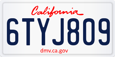 CA license plate 6TYJ809