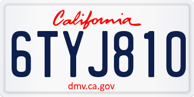 CA license plate 6TYJ810