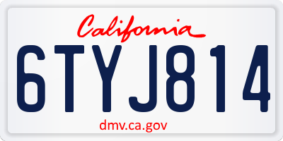 CA license plate 6TYJ814
