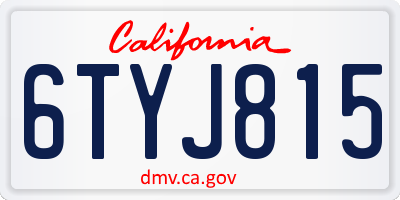 CA license plate 6TYJ815