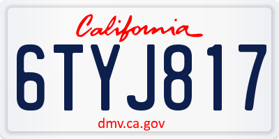 CA license plate 6TYJ817