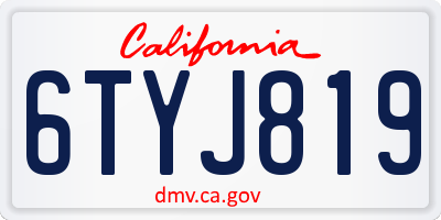 CA license plate 6TYJ819