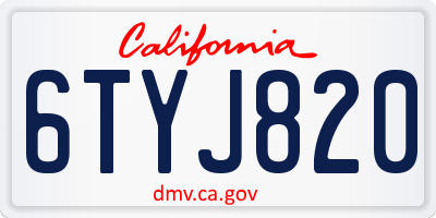 CA license plate 6TYJ820