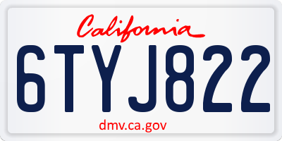 CA license plate 6TYJ822