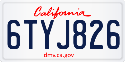 CA license plate 6TYJ826