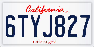 CA license plate 6TYJ827