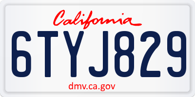 CA license plate 6TYJ829