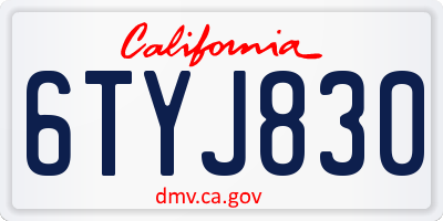 CA license plate 6TYJ830