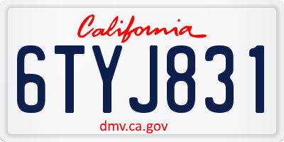 CA license plate 6TYJ831