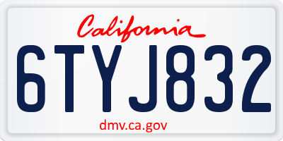 CA license plate 6TYJ832
