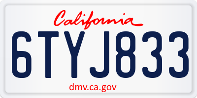 CA license plate 6TYJ833