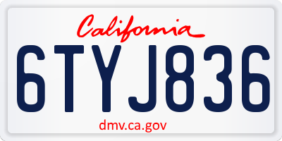 CA license plate 6TYJ836