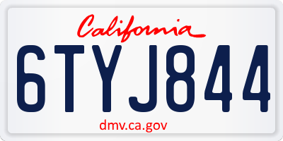 CA license plate 6TYJ844