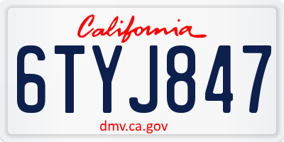 CA license plate 6TYJ847