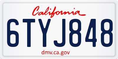 CA license plate 6TYJ848