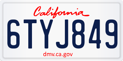 CA license plate 6TYJ849
