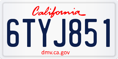 CA license plate 6TYJ851
