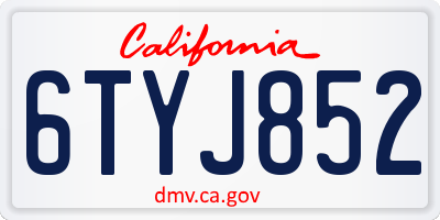CA license plate 6TYJ852