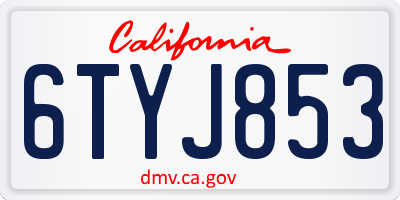 CA license plate 6TYJ853
