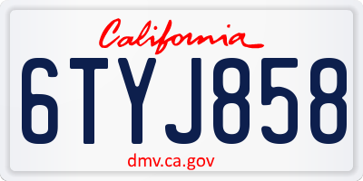 CA license plate 6TYJ858