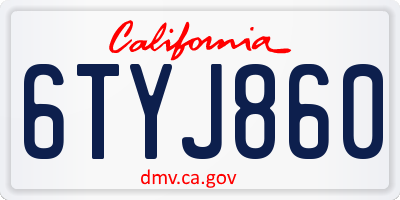 CA license plate 6TYJ860