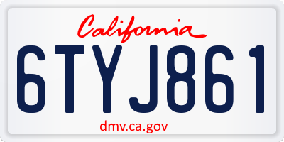 CA license plate 6TYJ861