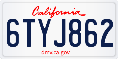 CA license plate 6TYJ862