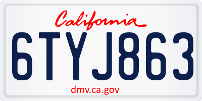 CA license plate 6TYJ863