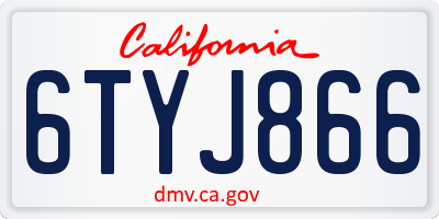 CA license plate 6TYJ866