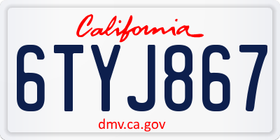 CA license plate 6TYJ867