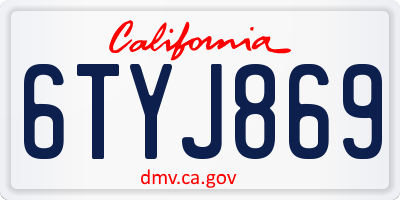CA license plate 6TYJ869