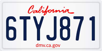 CA license plate 6TYJ871