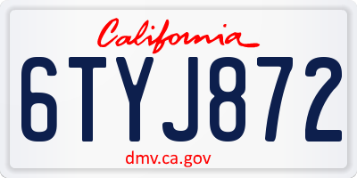 CA license plate 6TYJ872