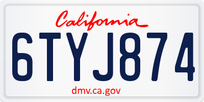 CA license plate 6TYJ874