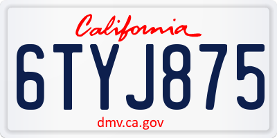 CA license plate 6TYJ875