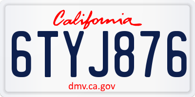 CA license plate 6TYJ876