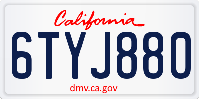 CA license plate 6TYJ880
