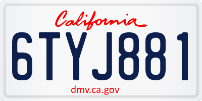 CA license plate 6TYJ881