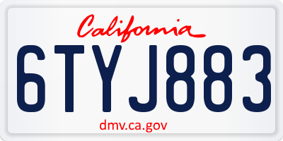 CA license plate 6TYJ883