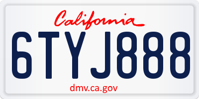CA license plate 6TYJ888