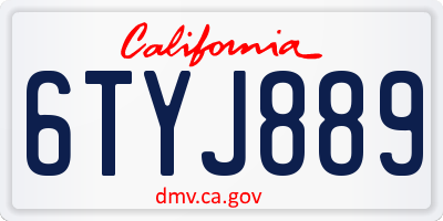 CA license plate 6TYJ889