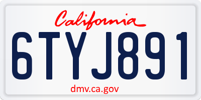 CA license plate 6TYJ891